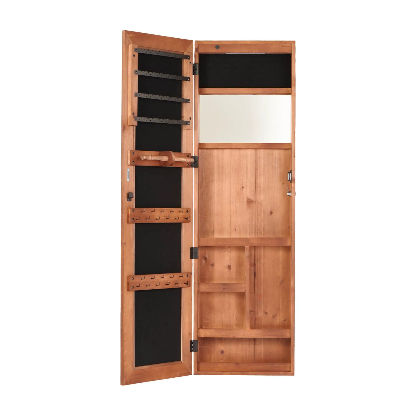 Jewelry Armoire Organizer With Full Length Mirror, Wall Mounted Lockable Cabinet With LED Light by Unique Piece Furniture