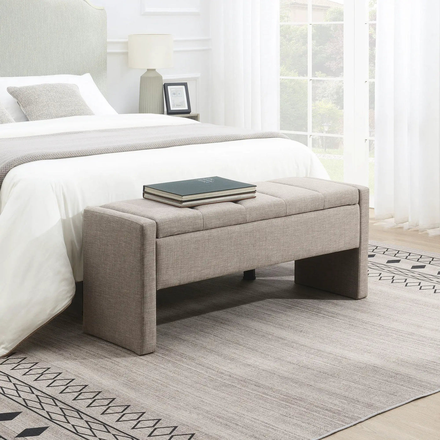 Modern Upholstered Large Bed End Bench With Storage by HouseOfZazla