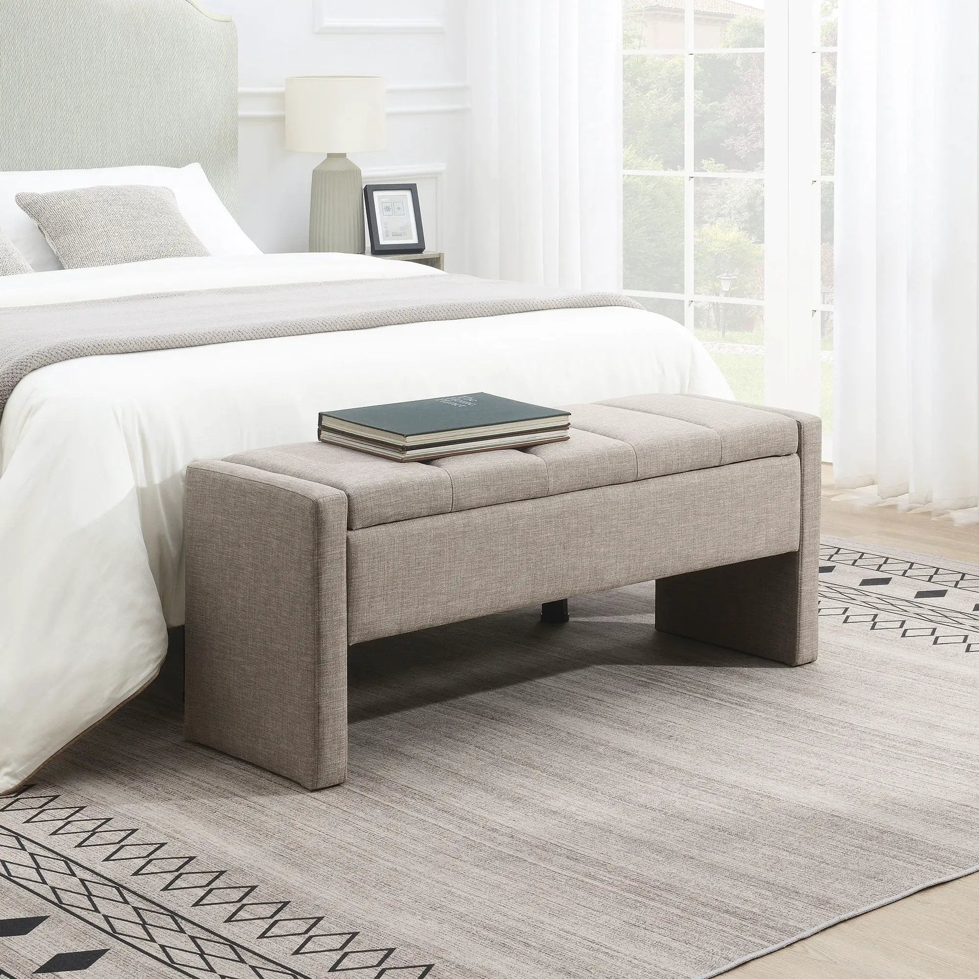 Modern Upholstered Large Bed End Bench With Storage by Unique Piece Furniture