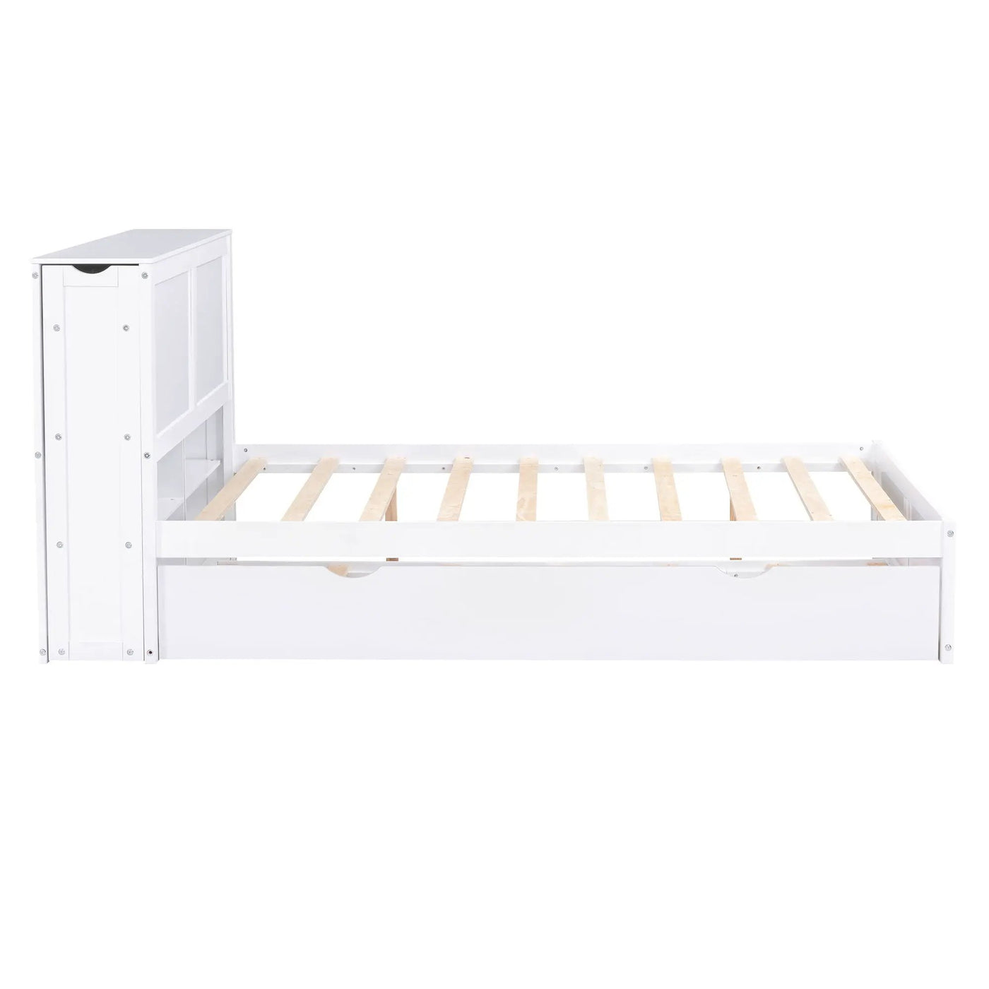 Storage Platform Bed With Pull Out Shelves And Trundle by HouseOfZazla