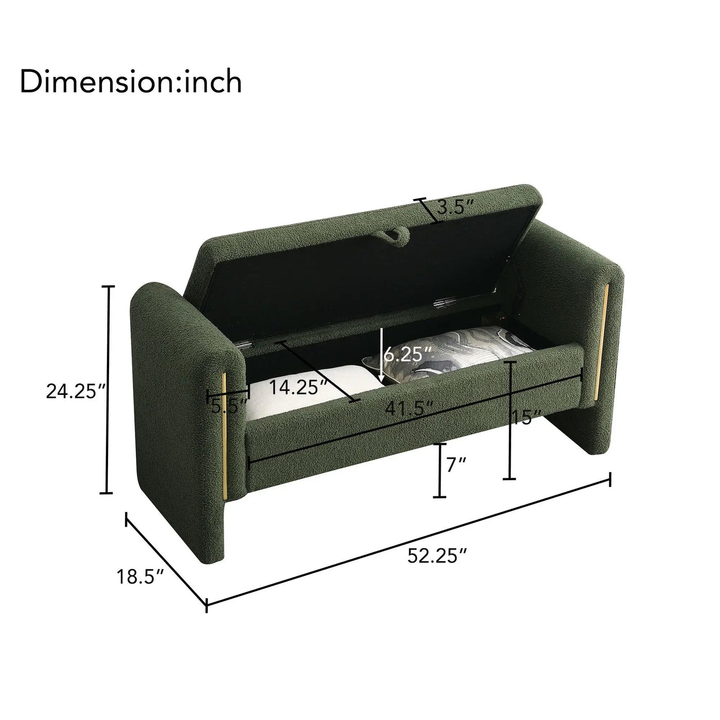 Modern Teddy Upholstered Large Bed End Bench With Arms And Storage by HouseOfZazla