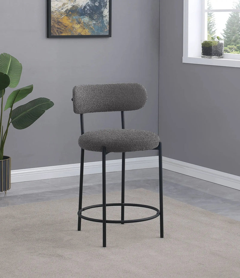 Viola Boucle Upholstered Counter Chair Grey (Set of 2) by Unique Piece Furniture