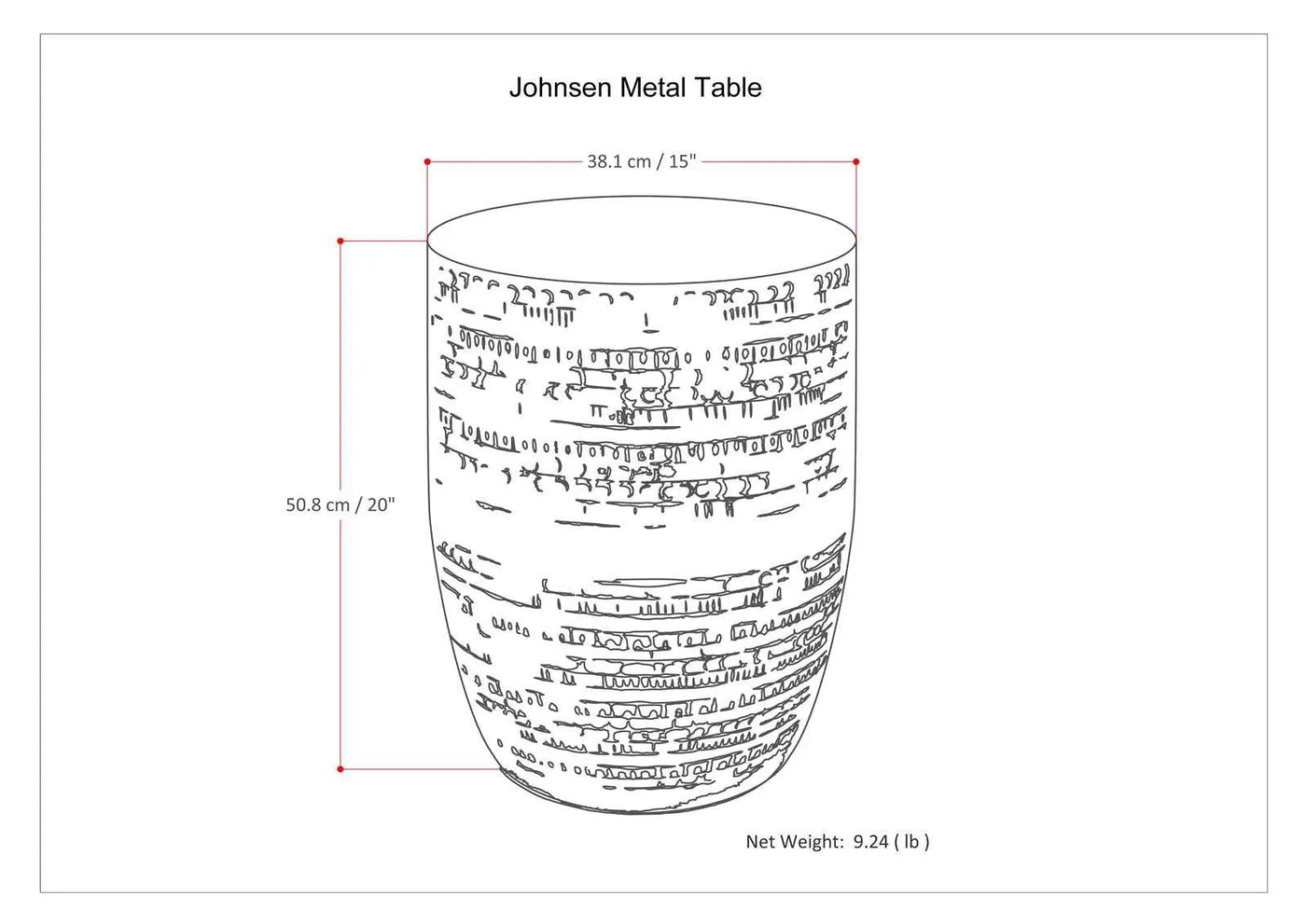 Johnsen - Handcrafted Large Metal Accent Table by HouseOfZazla
