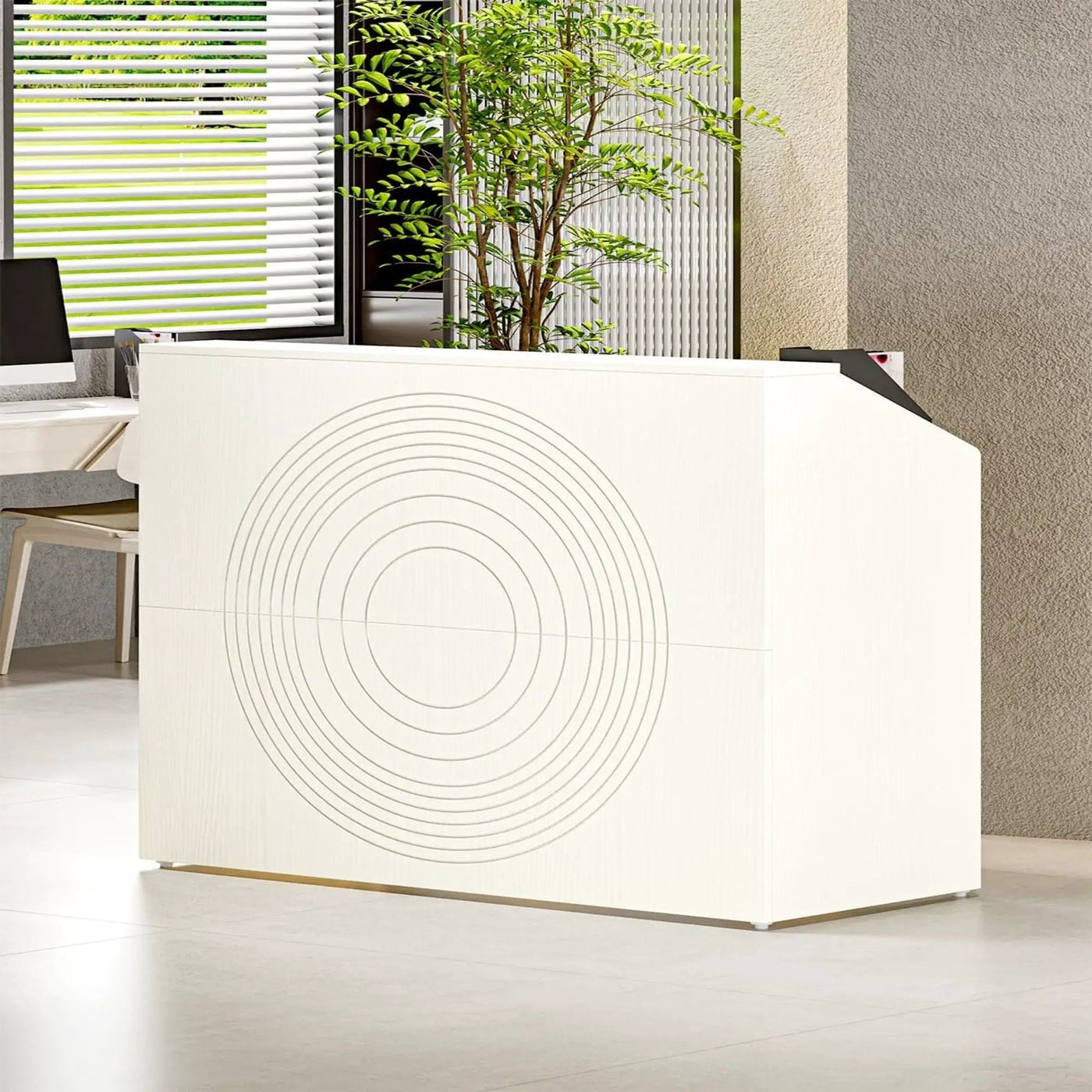 Modern Reception Desk, Front Desk Table With Cable Grommet & Privacy Panels by HouseOfZazla