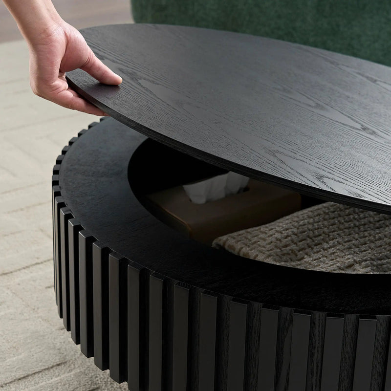 31.49'' Nesting Round Wood Coffee Table with Storage by HouseOfZazla