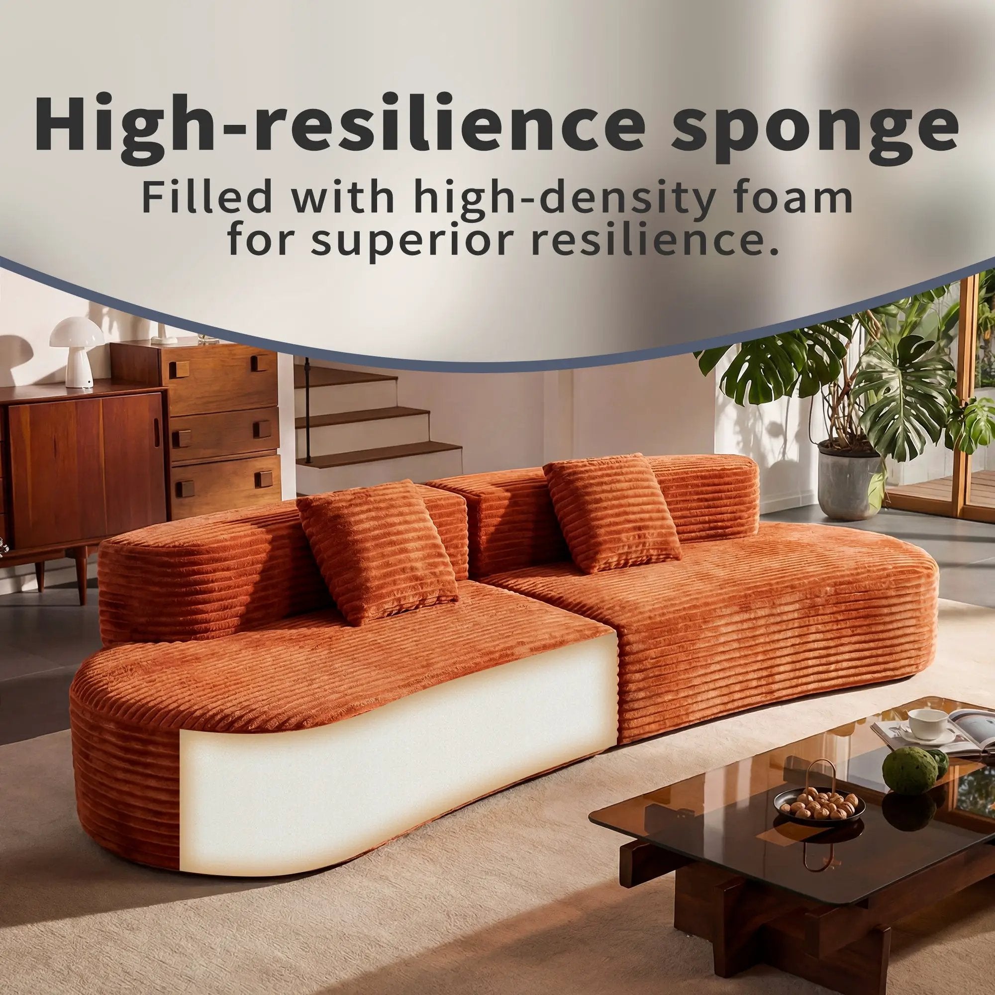 108.6-Inch Curved Combination Sofa with Modern Cloud Pattern by HouseOfZazla