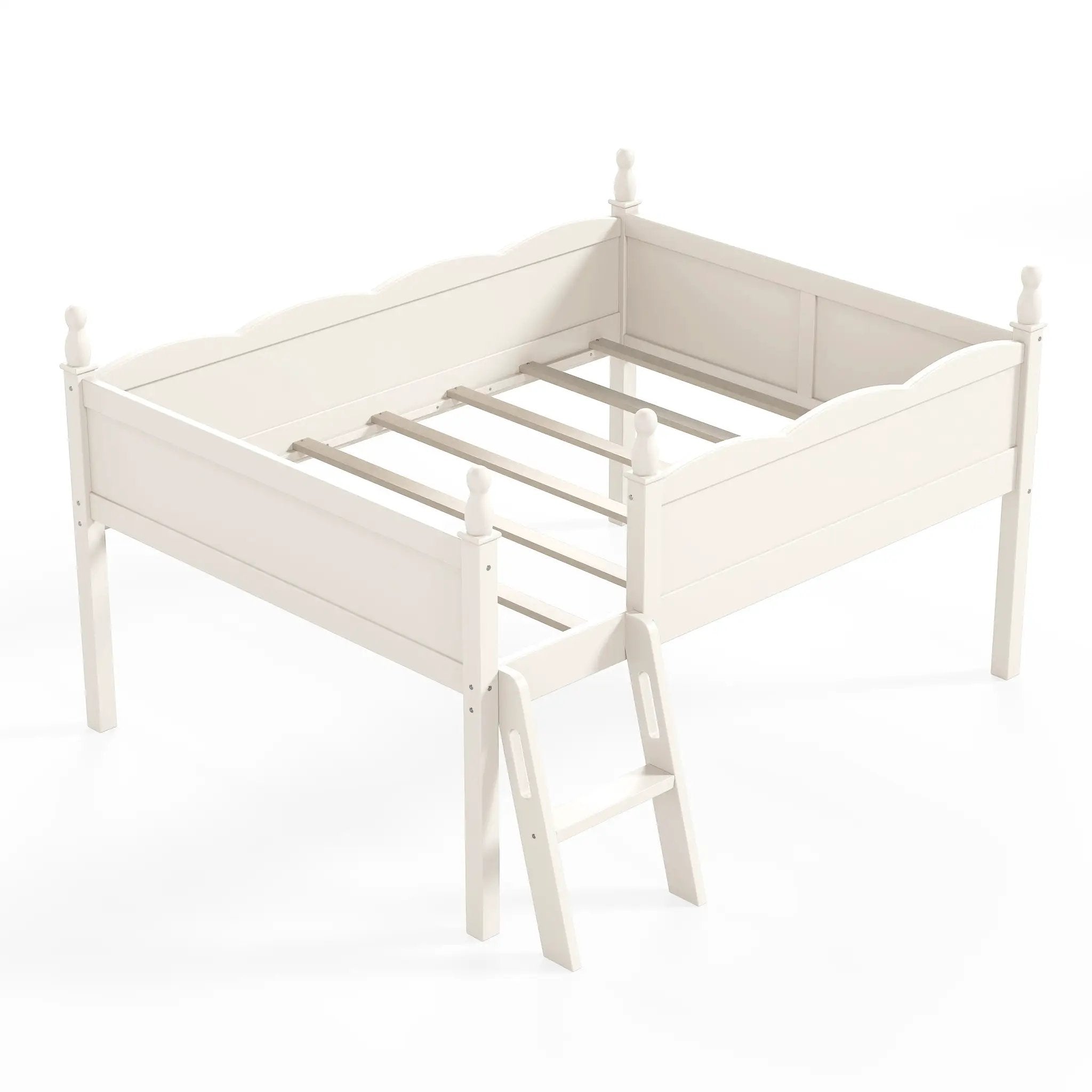 Full Size Low Loft Bed with Full-Length Guardrails by HouseOfZazla