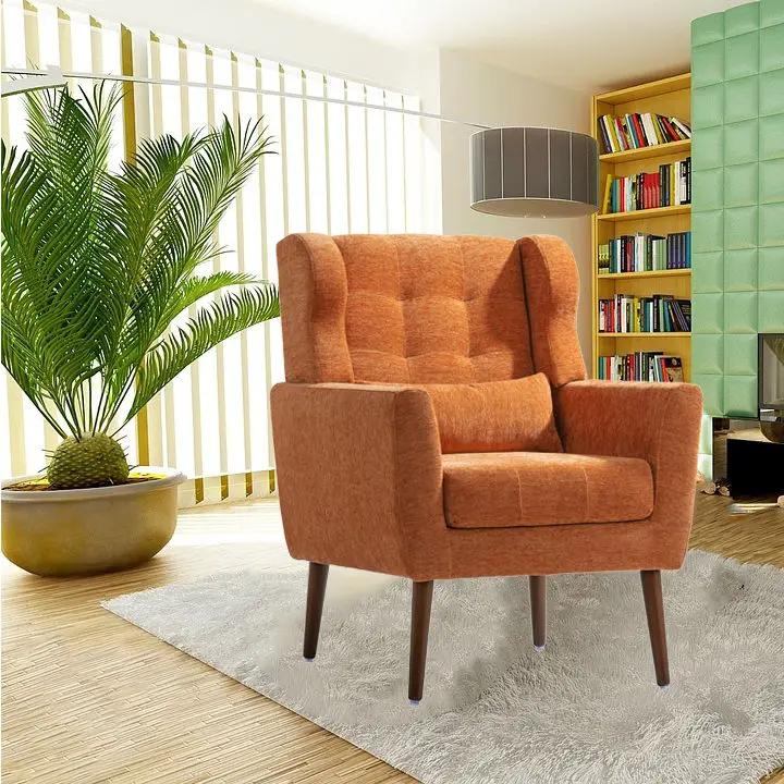 Modern Accent Chair, Arm Chairs For Living Room, Upholstered Mordern Armchair, Comfy Soft Padded Lounge Chair In Small Space, Bedroom, With Pillow, Solid Wood Leg by Unique Piece Furniture