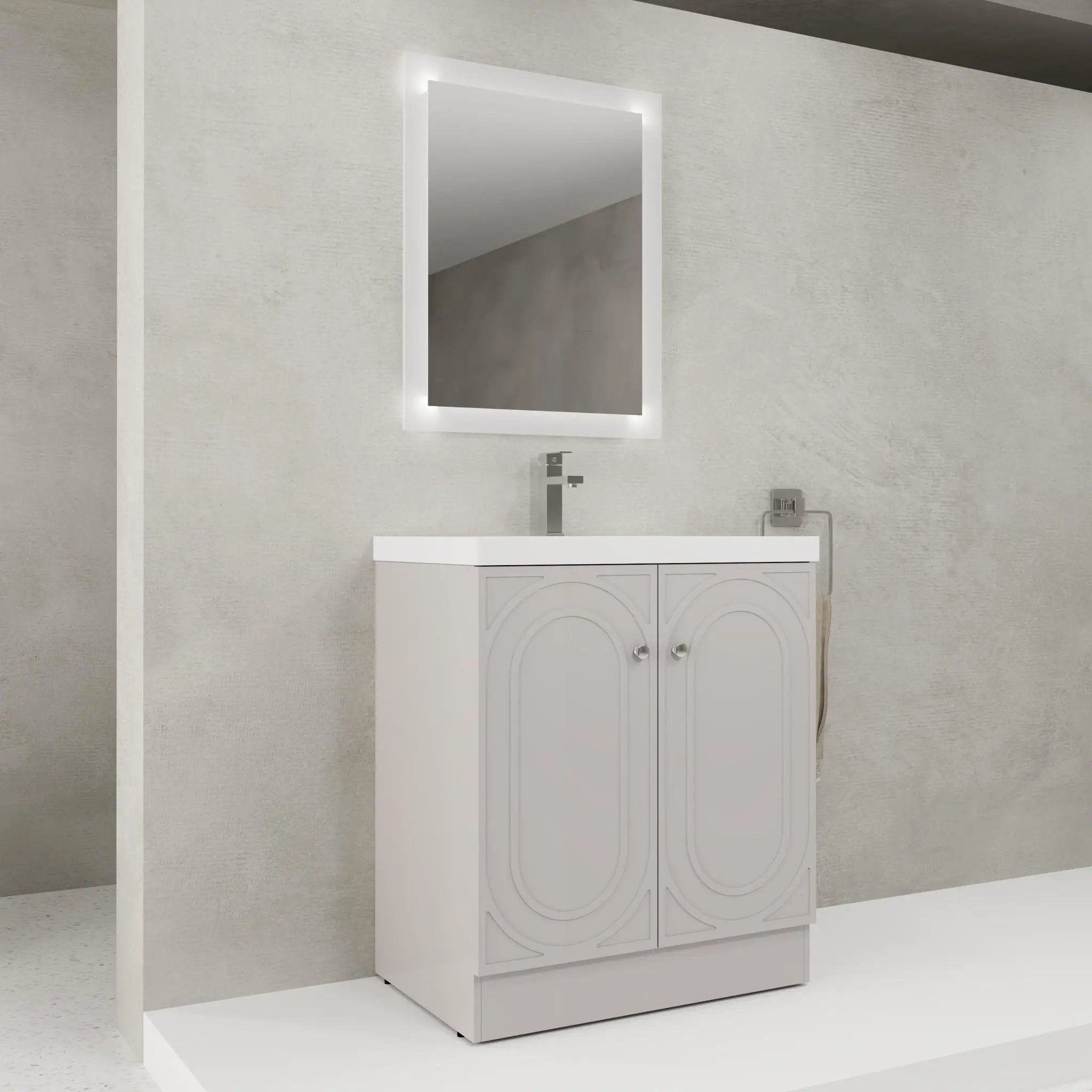 Contemporary Freestanding Bathroom Vanity With Resin Sink & Soft-Close Cabinet Doors by HouseOfZazla