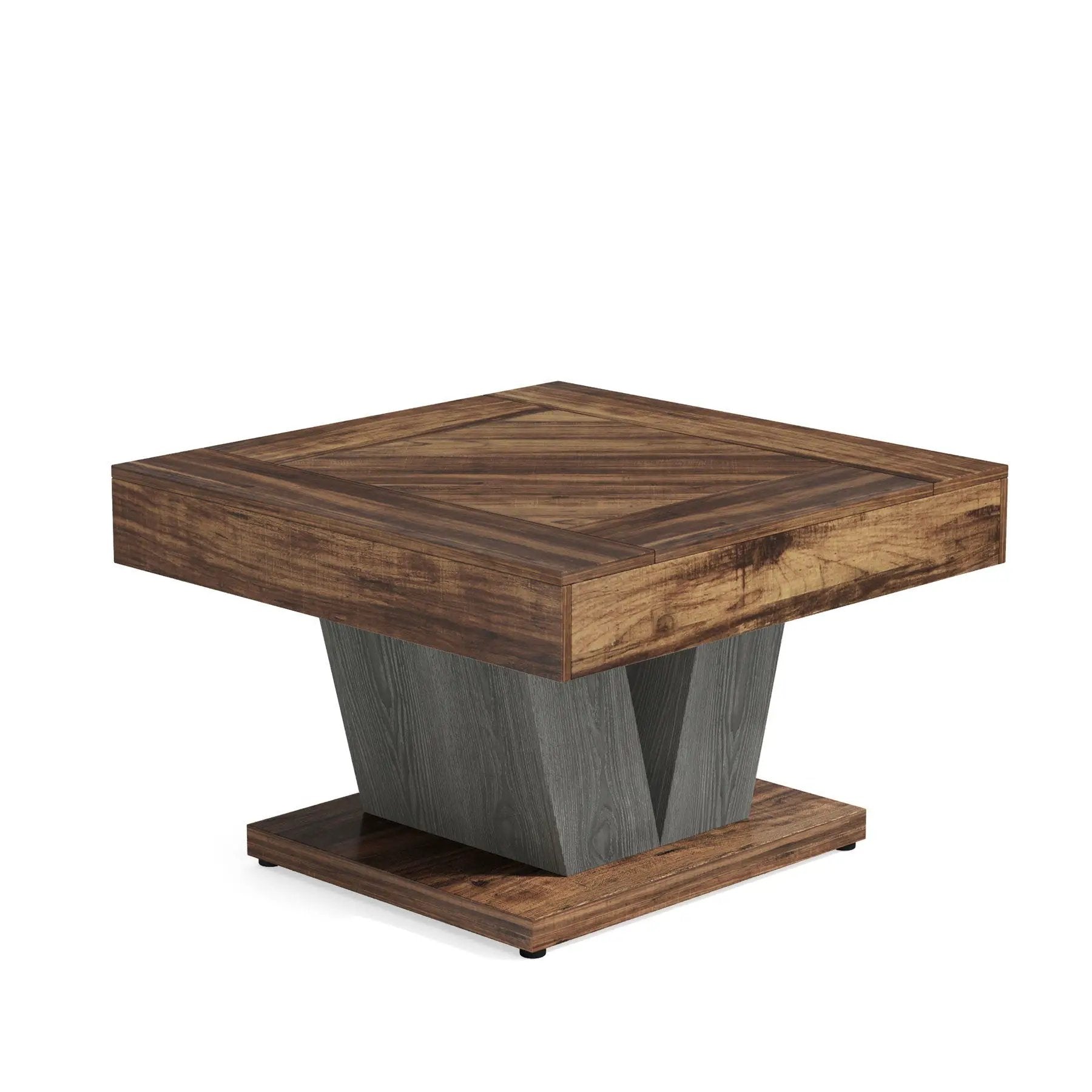 Square Coffee Table With Crisscross Base - Brown / Black by HouseOfZazla