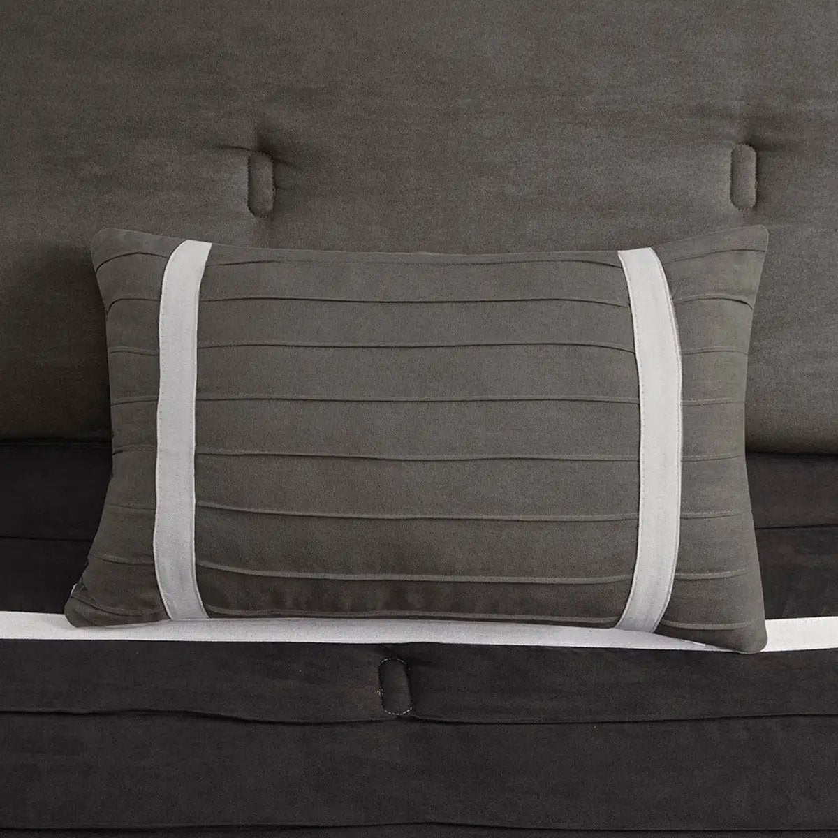 7 Piece Faux Suede Comforter Set Black California King by HouseOfZazla