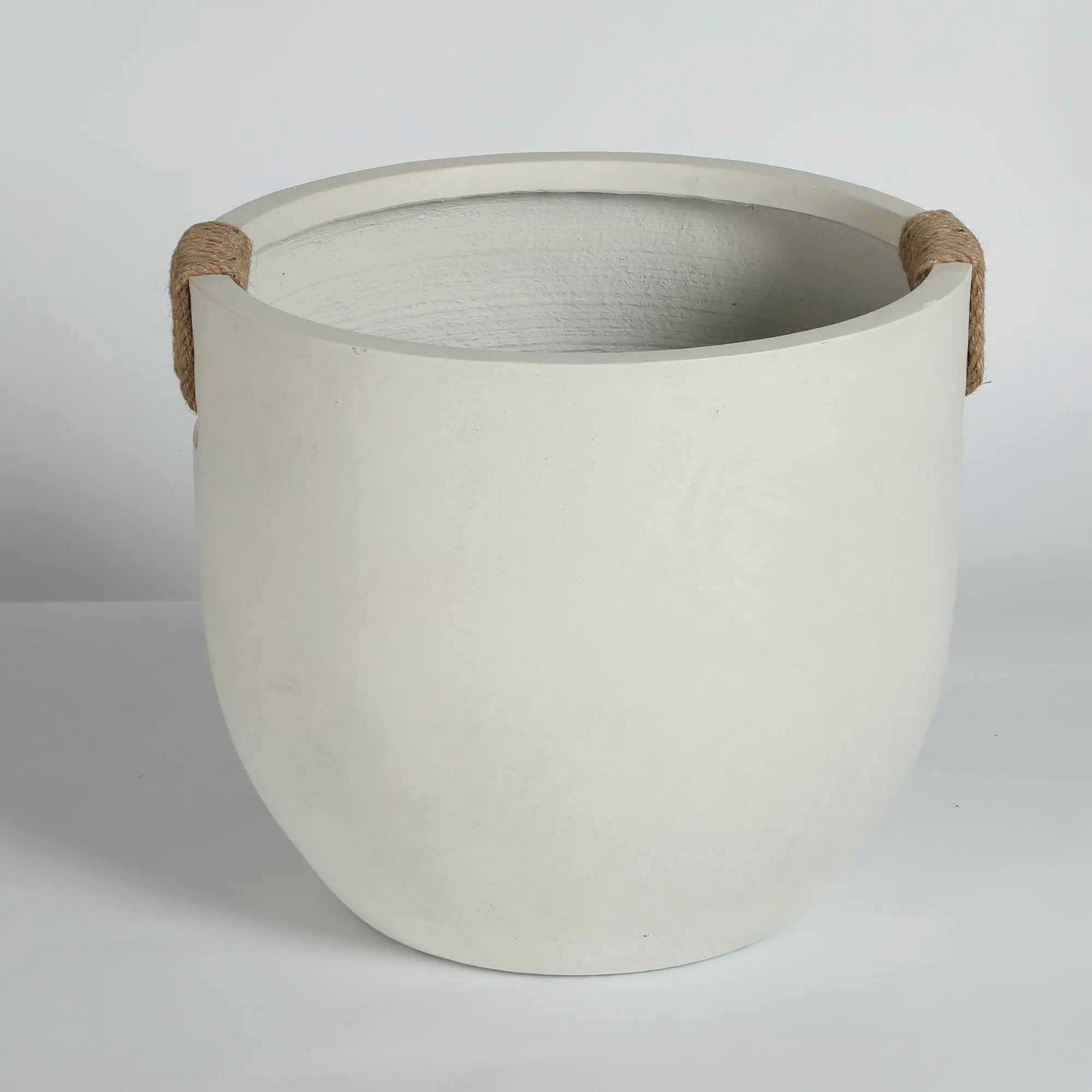 Round Concrete Planter Set of 2, Large Handmade Off White Pots by HouseOfZazla