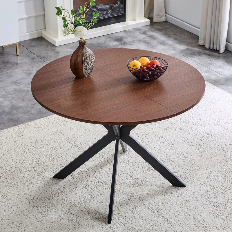Extendable Round Dining Table - Walnut by HouseOfZazla