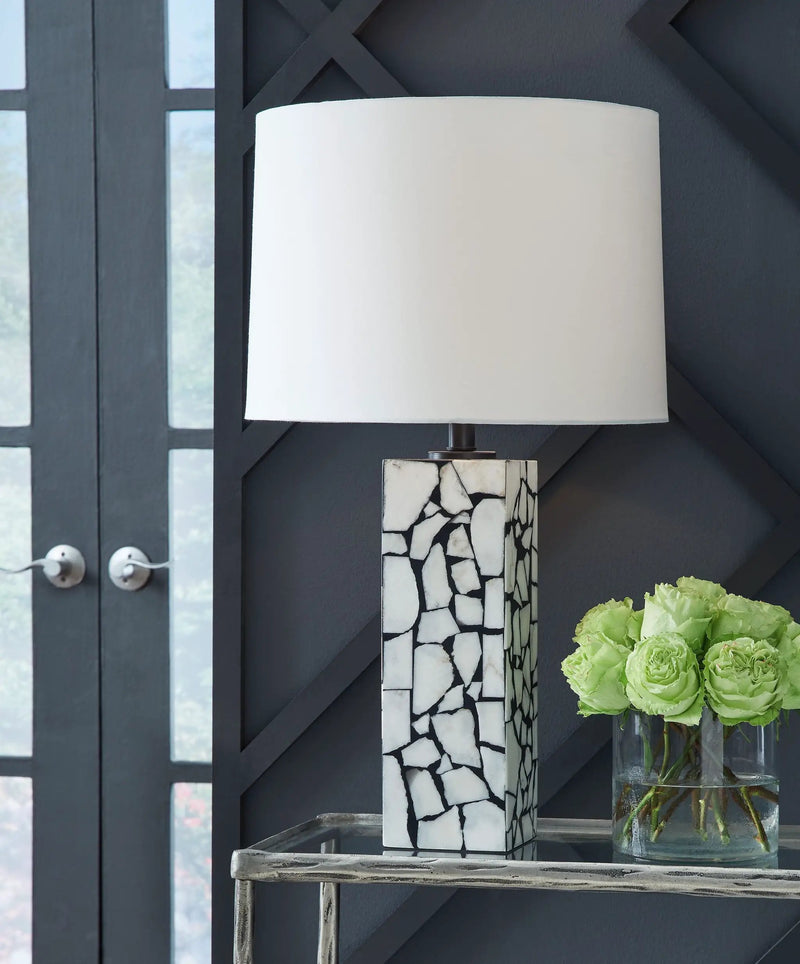 Macaria - Marble Table Lamp - White / Black by Unique Piece Furniture