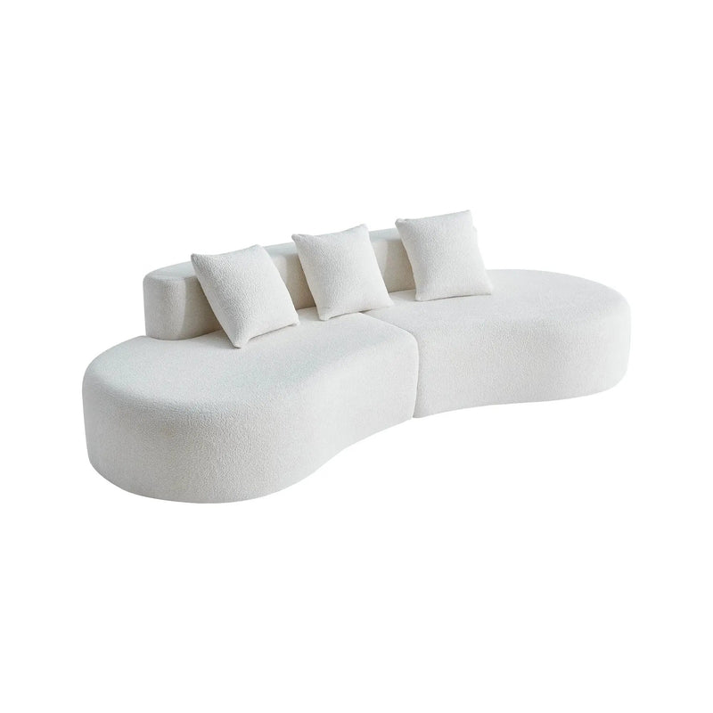 Curved Boneless Couch, Half Moon Sofa, 5 Seat Couch With High Density Foam Filled For Living Room - White by HouseOfZazla