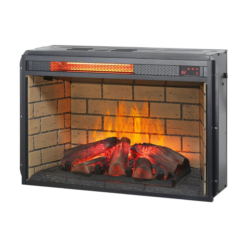 Infrared Quartz Heater Fireplace Insert -Woodlog Version With Brick by Unique Piece Furniture