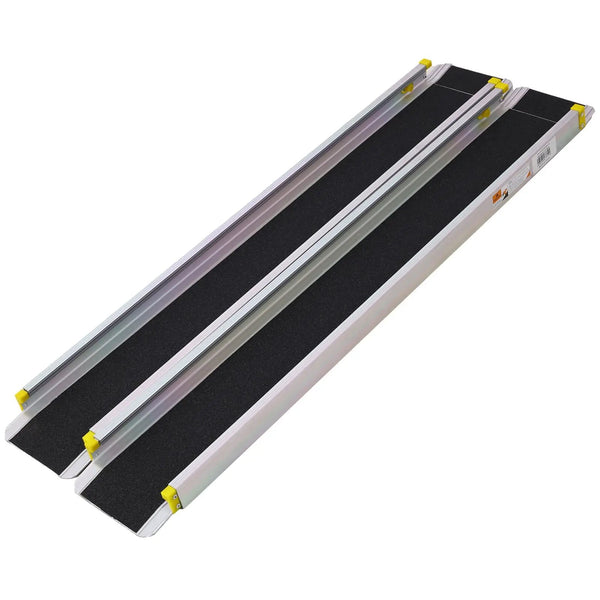 Premium Adjustable Telescoping Wheelchair Track Ramps Aluminium - Silver