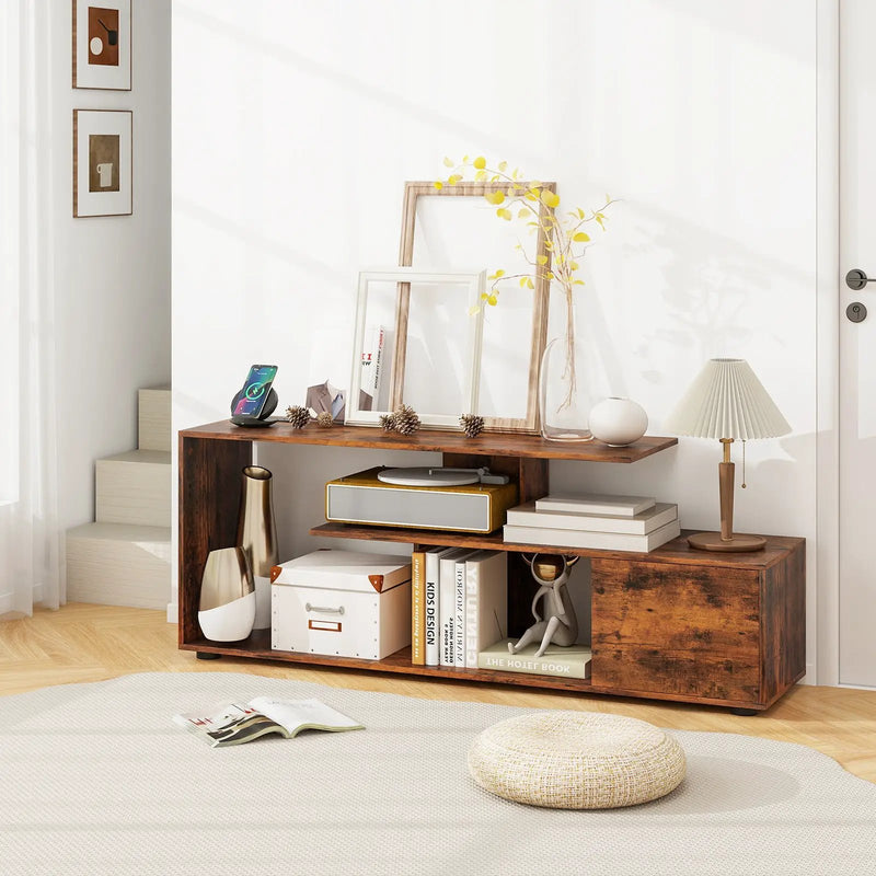 60 Inch Entertainment Center TV Stand with Power Outlet-Rustic Brown by DirectDeals