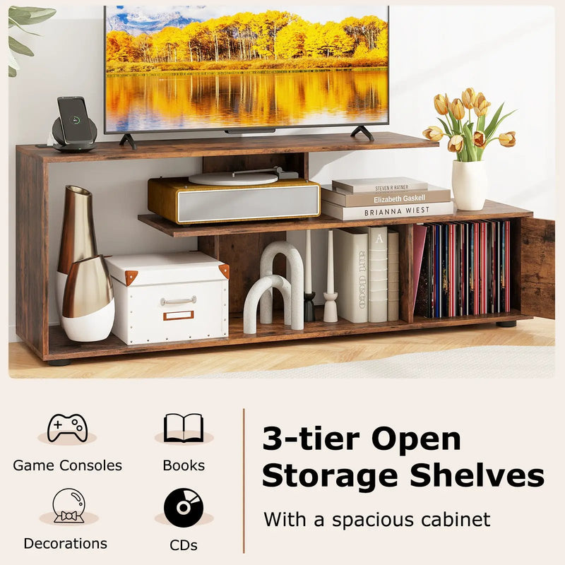60 Inch Entertainment Center TV Stand with Power Outlet-Rustic Brown by DirectDeals