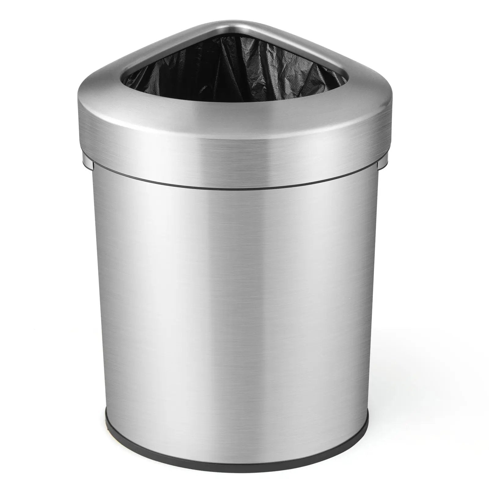 60L Stainless Corner Steel Trash Bin with Lid and Anti-slip Bottom-Silver by DirectDeals
