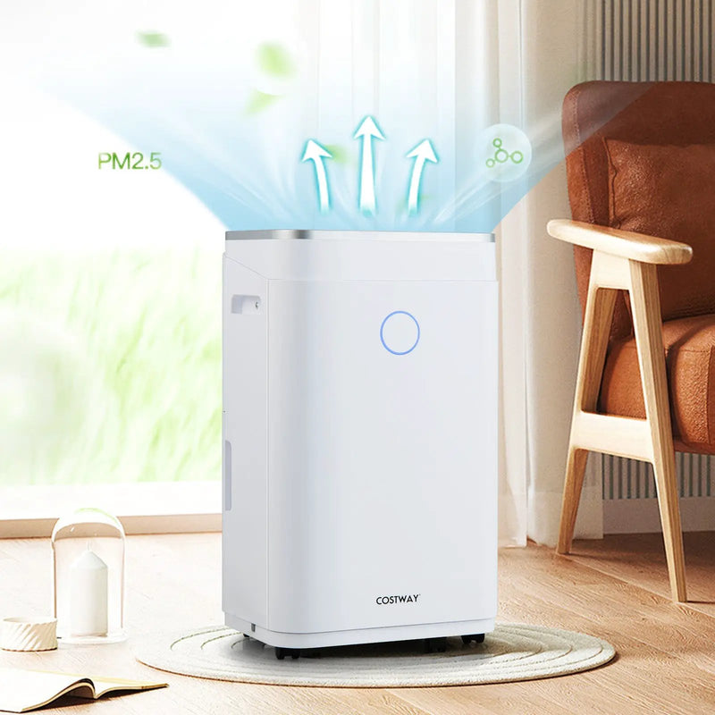 60-Pint Dehumidifier for Home and Basements 4000 Sq. Ft with 3-Color Digital Display-White by DirectDeals
