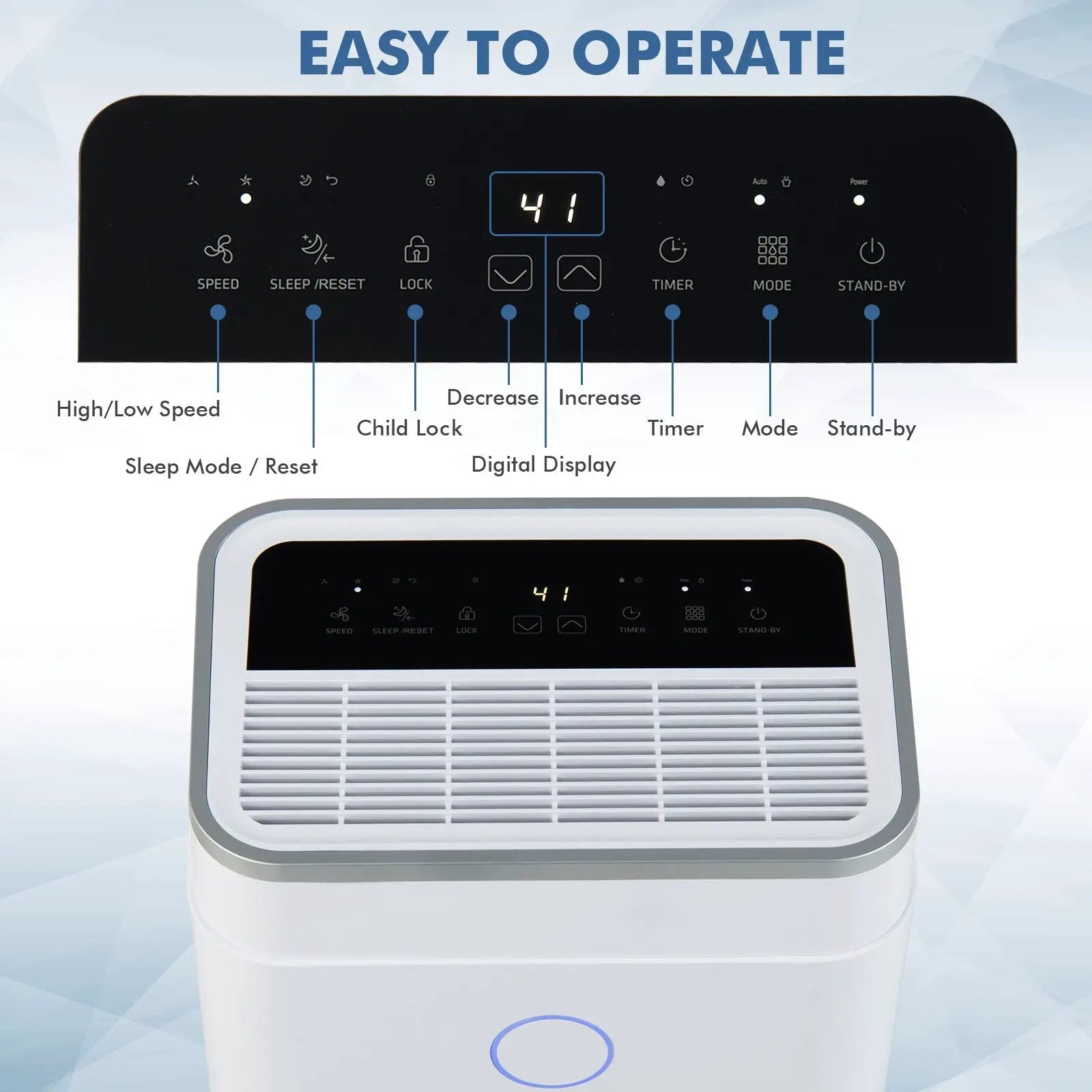 60-Pint Dehumidifier for Home and Basements 4000 Sq. Ft with 3-Color Digital Display-White by DirectDeals