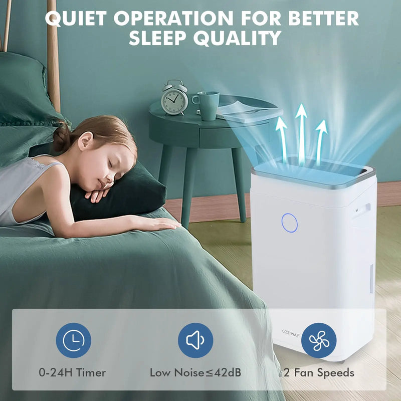 60-Pint Dehumidifier for Home and Basements 4000 Sq. Ft with 3-Color Digital Display-White by DirectDeals