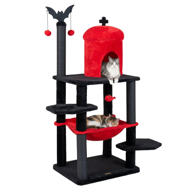 60" Gothic Cat Tower with Plush Perch and Coffin Bed by DirectDeals