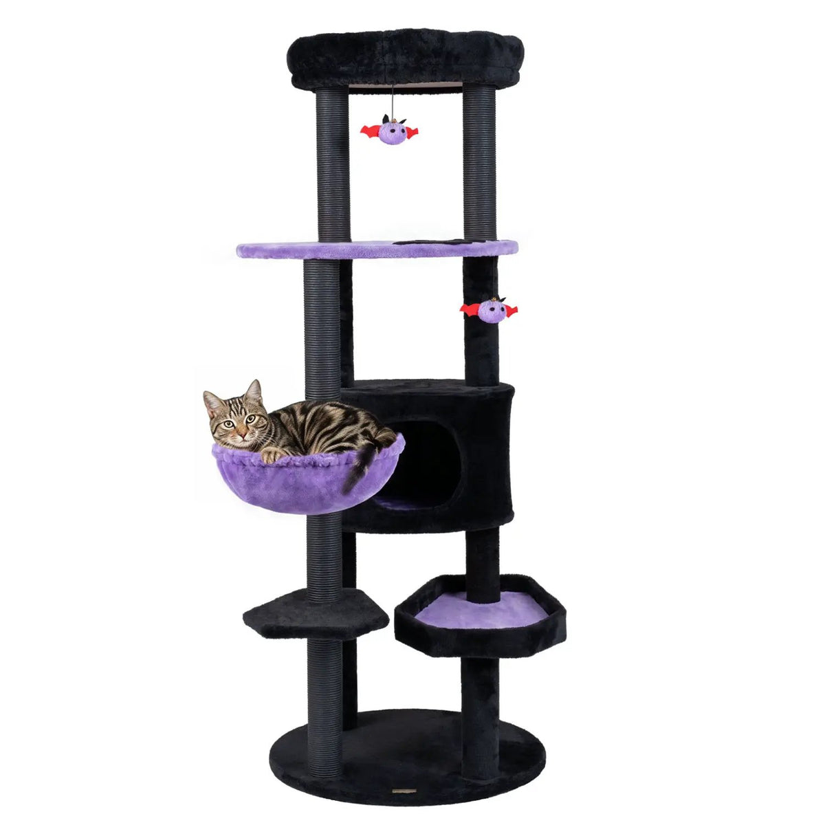 60" Gothic Cat Tower with Plush Perch and Hanging Toys by DirectDeals