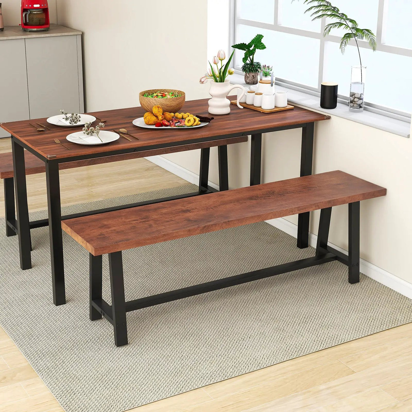 40 Inch Dining Bench 2 Person Entryway Shoe Bench with Metal Frame by DirectDeals