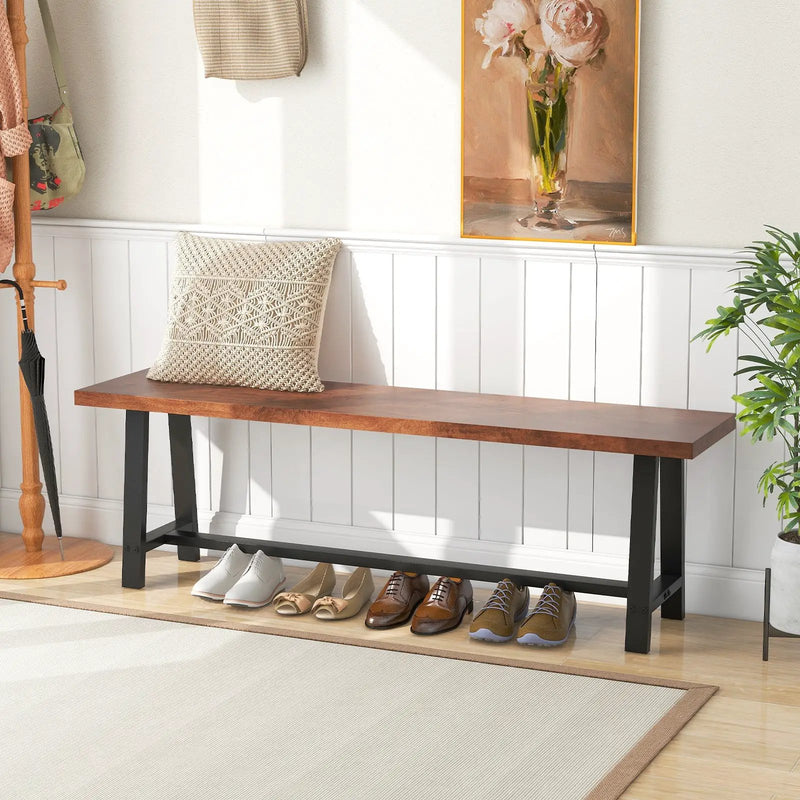 40 Inch Dining Bench 2 Person Entryway Shoe Bench with Metal Frame by DirectDeals