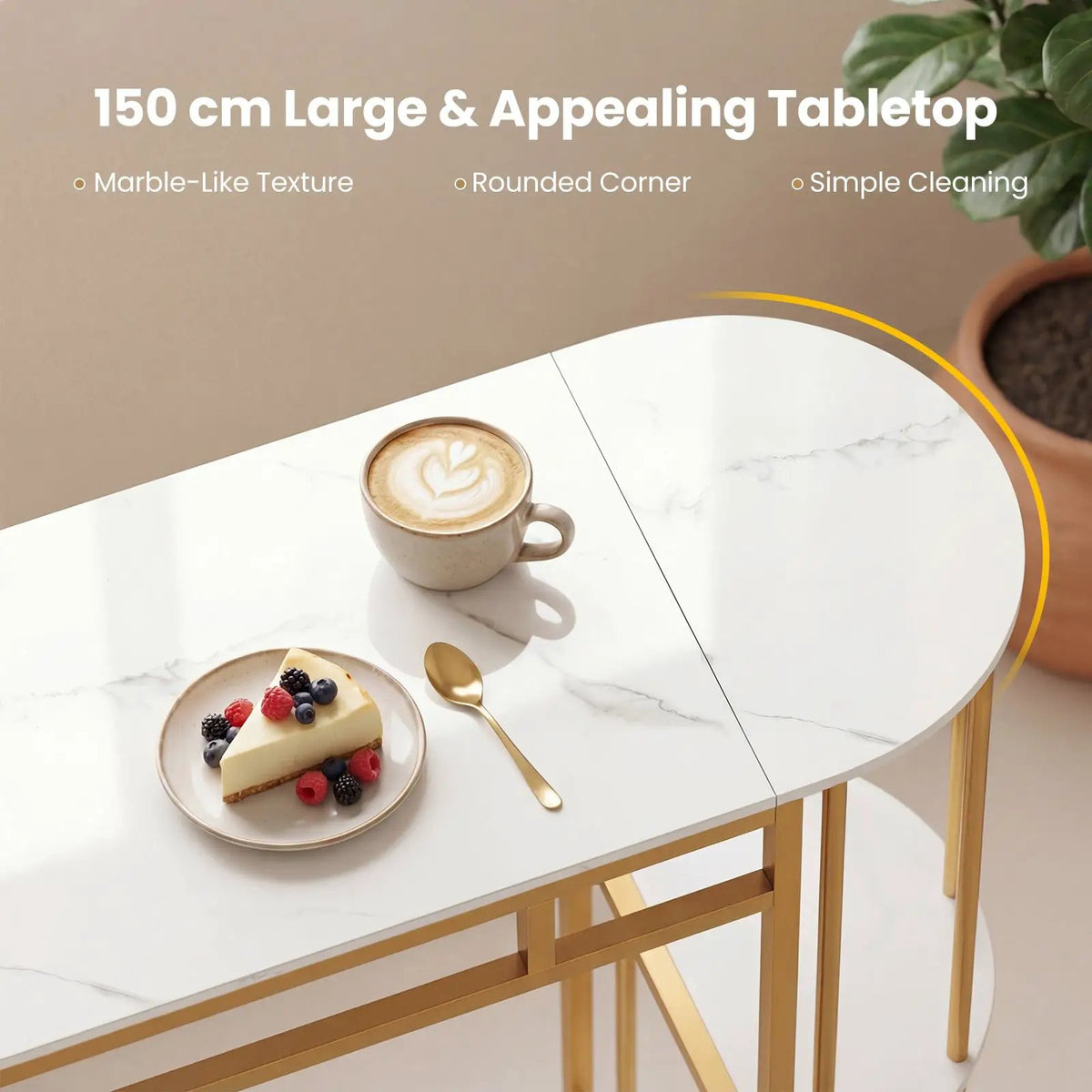 60 Inch Dining Table and 2 Upholstered Barstools with Faux Marble Tabletop by DirectDeals