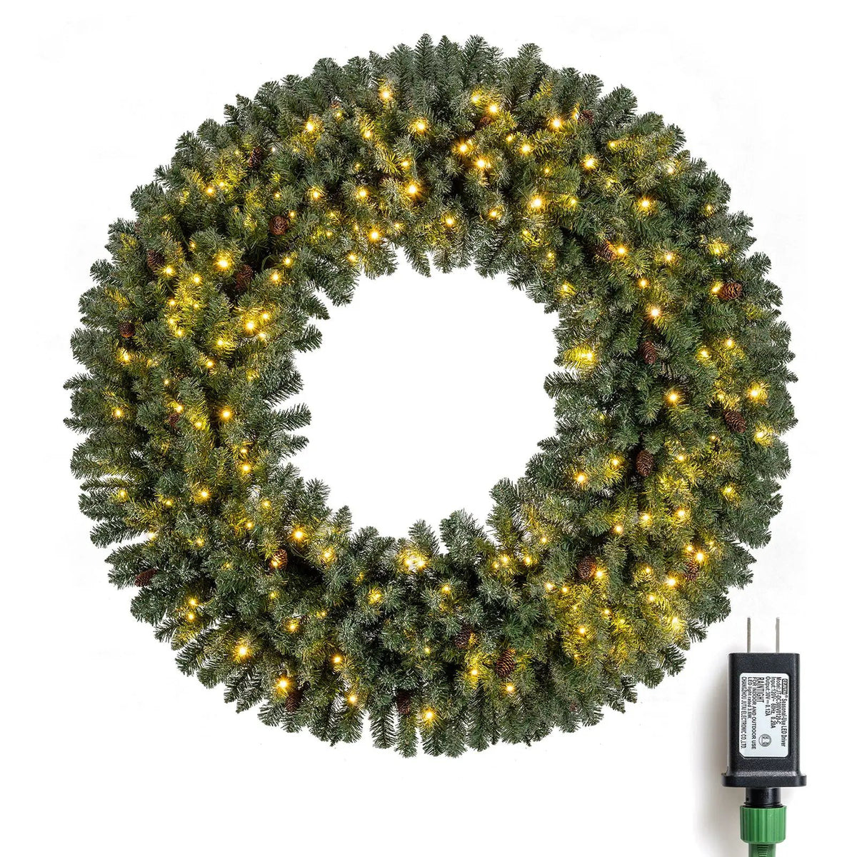 60 Inch Pre-Lit Artificial Christmas Wreath 200 LED Warm White Lights by DirectDeals
