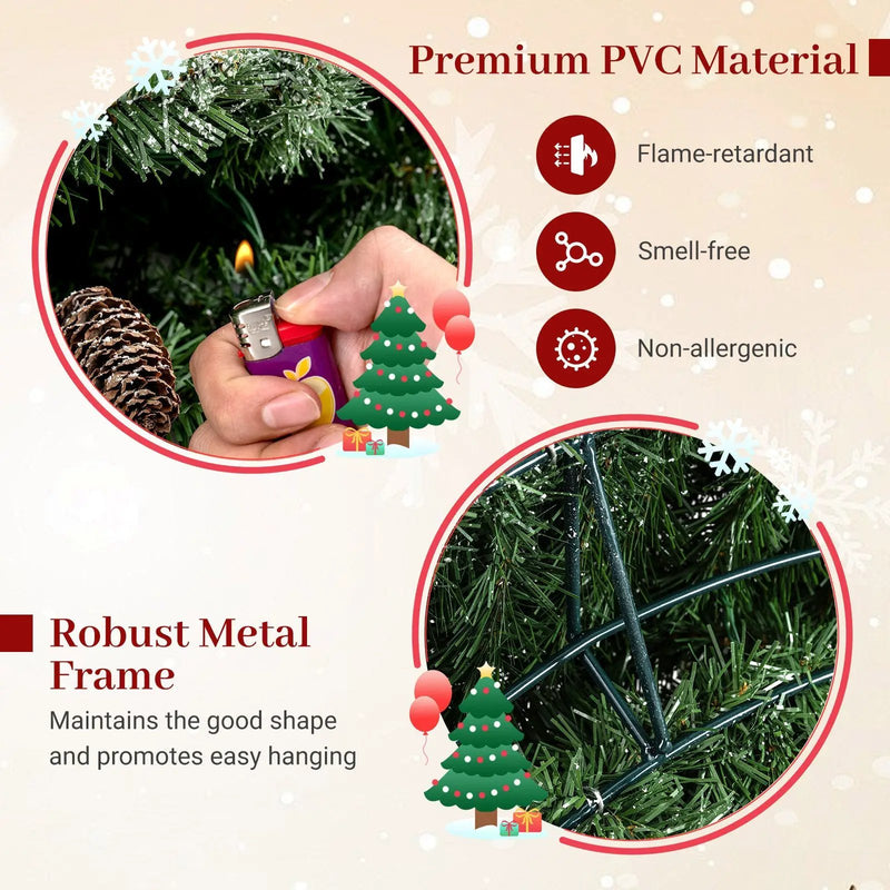 60 Inch Pre-Lit Artificial Christmas Wreath 200 LED Warm White Lights by DirectDeals