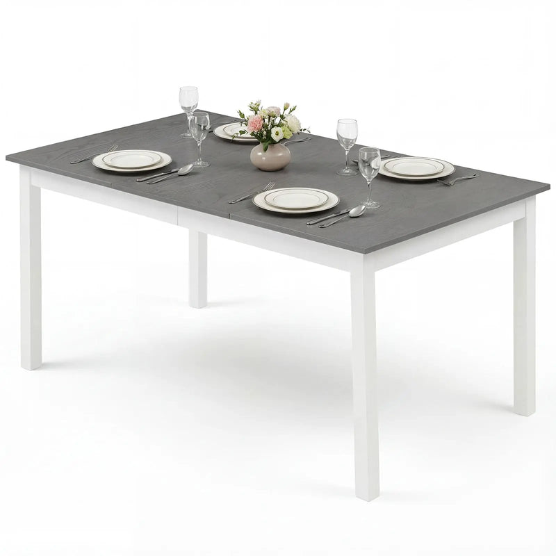 60 Inch Rectangular Dinner Table with Solid Rubber Wood Legs by DirectDeals