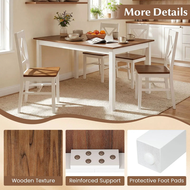 60 Inch Rectangular Dinner Table with Solid Rubber Wood Legs by DirectDeals