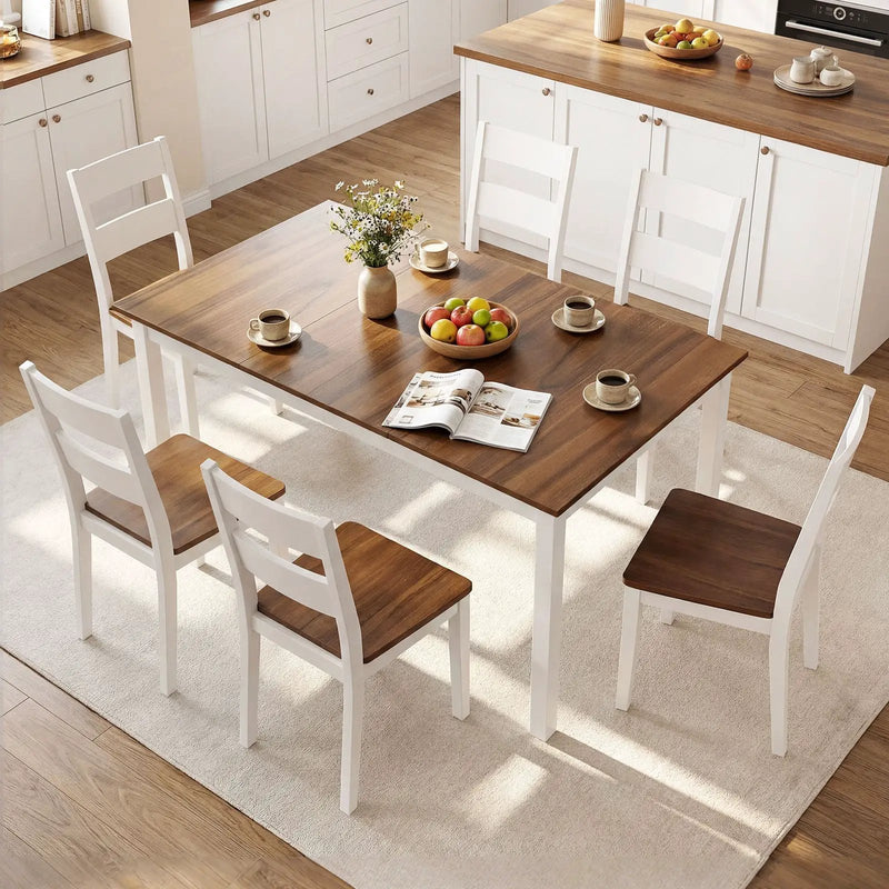 60 Inch Rectangular Dinner Table with Solid Rubber Wood Legs by DirectDeals