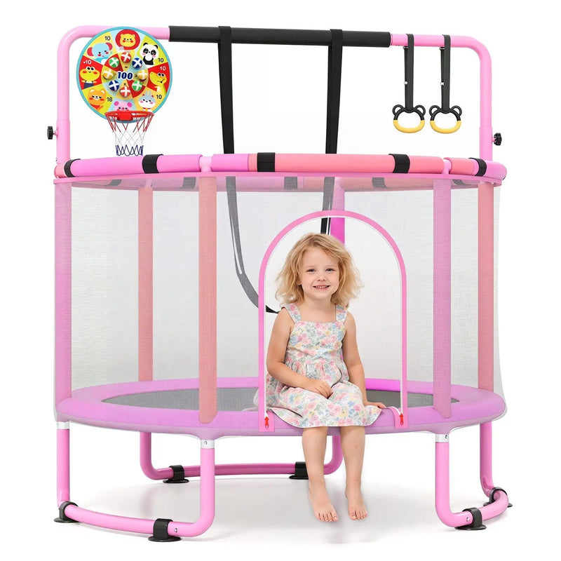60-Inch Kids Trampoline with Adjustable Gymnastics Bar by DirectDeals