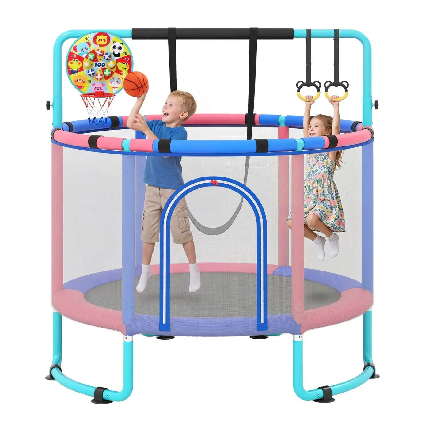 60-Inch Kids Trampoline with Adjustable Gymnastics Bar by DirectDeals