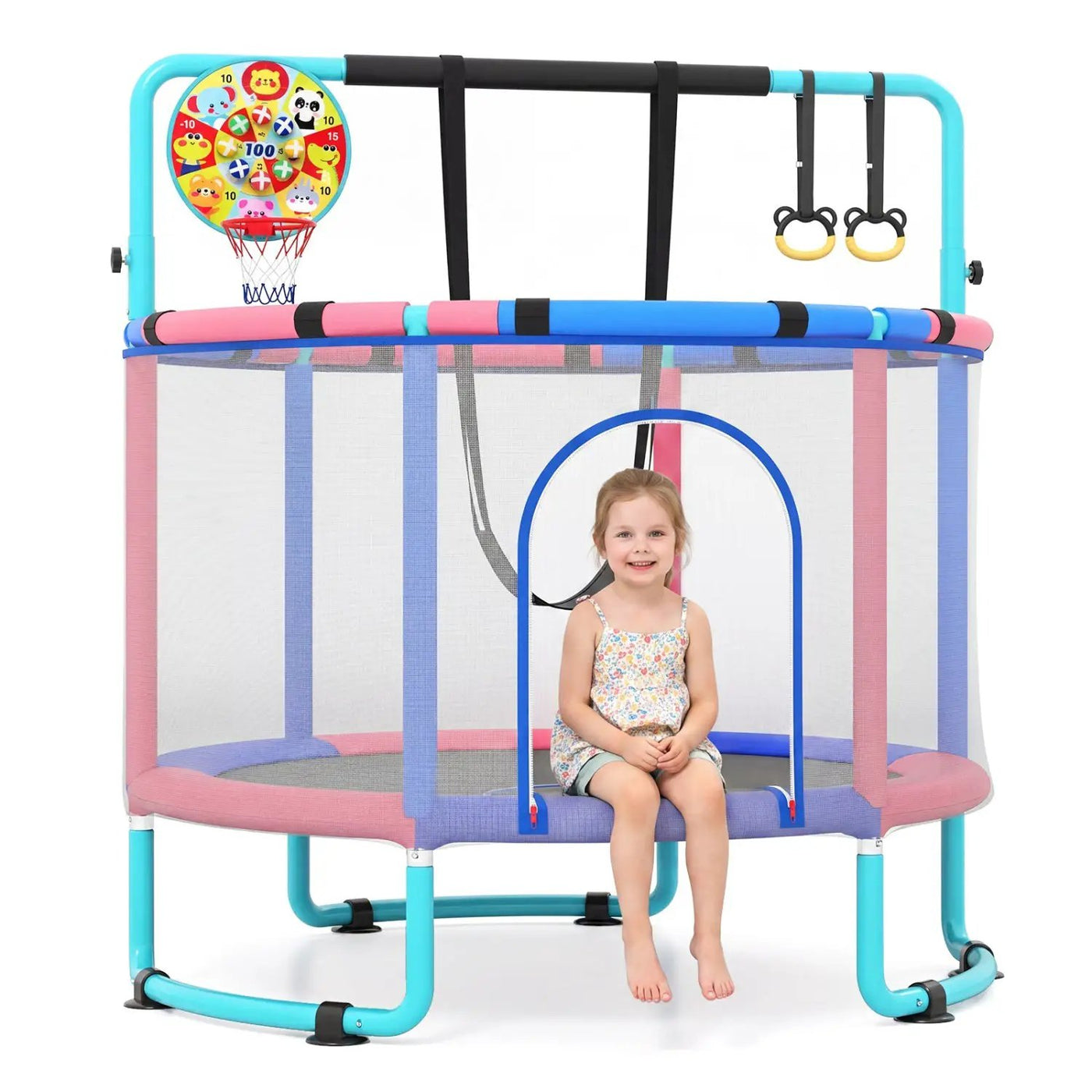 60-Inch Kids Trampoline with Adjustable Gymnastics Bar by DirectDeals