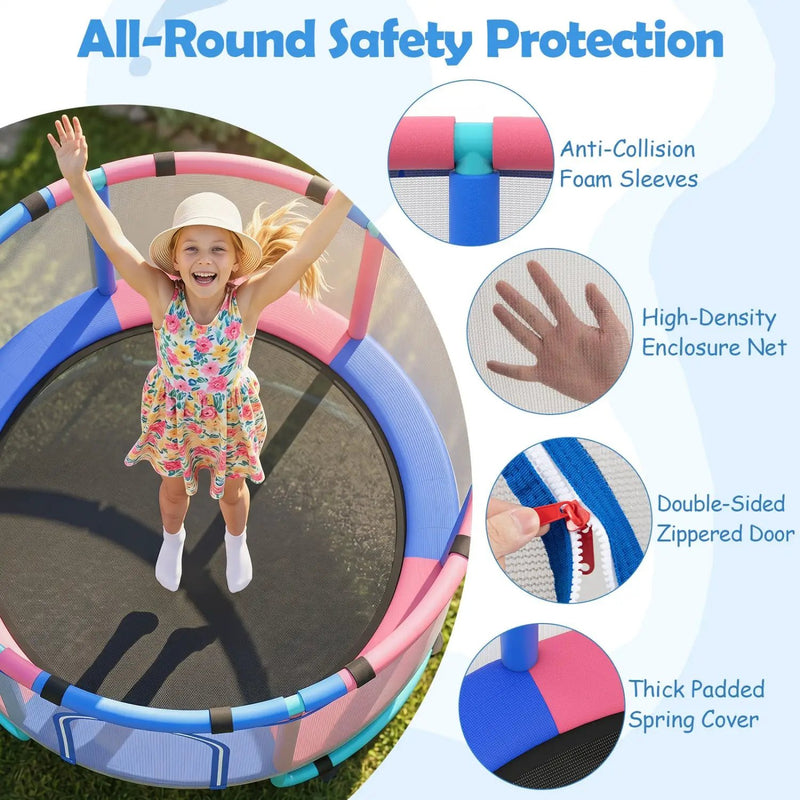 60-Inch Kids Trampoline with Adjustable Gymnastics Bar by DirectDeals