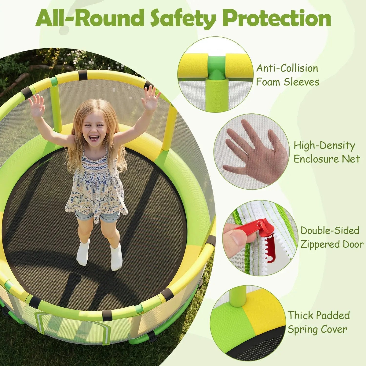 60-Inch Kids Trampoline with Adjustable Gymnastics Bar by DirectDeals