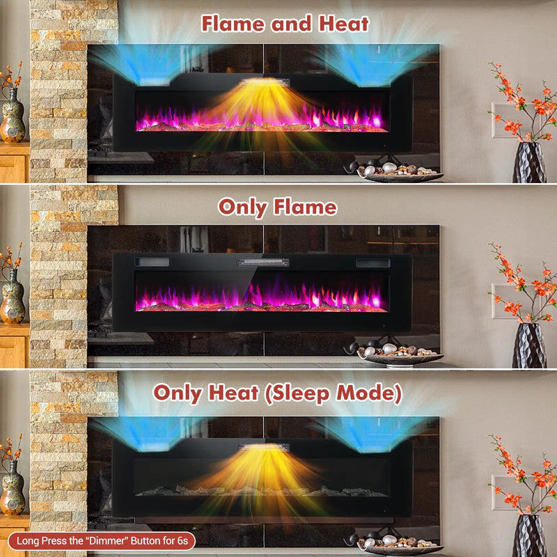 60 Inches Ultra-thin Electric Fireplace with Remote Control and Timer Function by DirectDeals