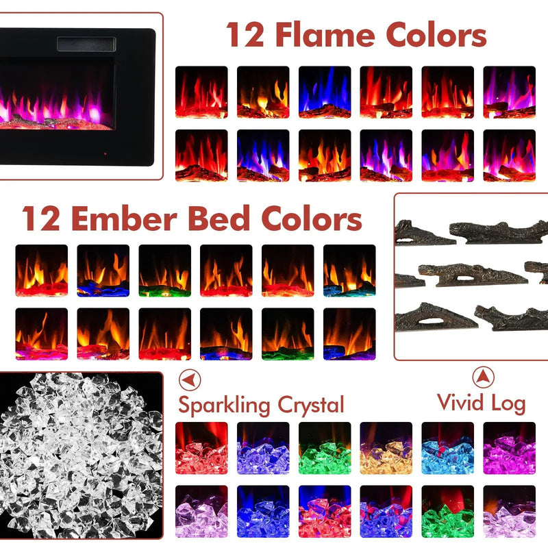 60 Inches Ultra-thin Electric Fireplace with Remote Control and Timer Function by DirectDeals
