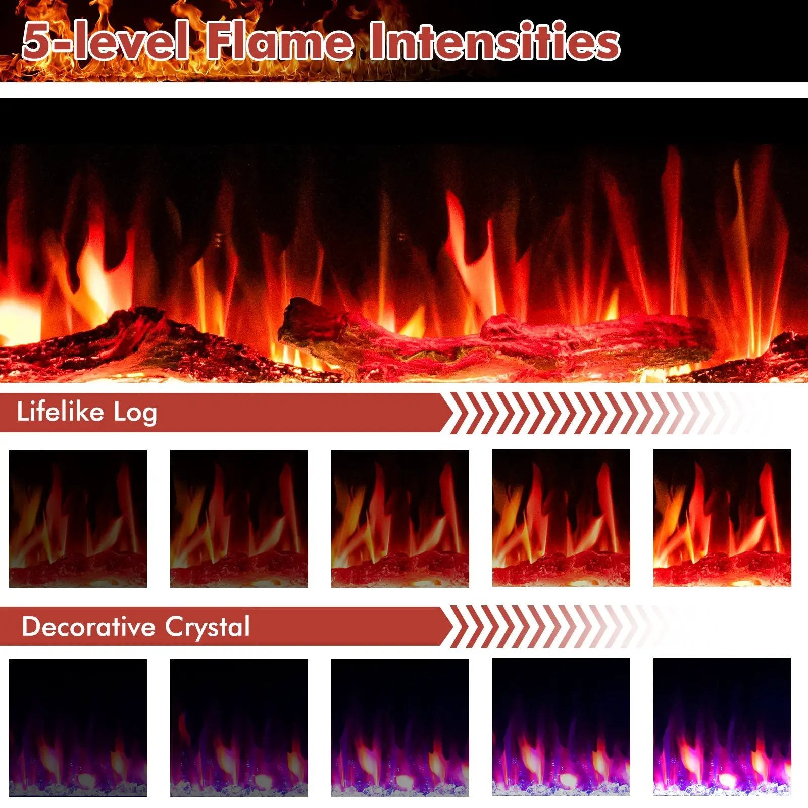 60 Inches Ultra-thin Electric Fireplace with Remote Control and Timer Function by DirectDeals