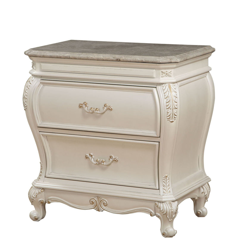 Chantelle Nightstand With Granite Top - White, photo 3 of 4