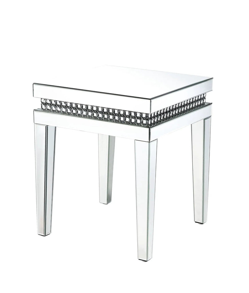 Lotus - 20" End Table - Mirrored & Faux Ice Cube Crystals by Unique Piece Furniture