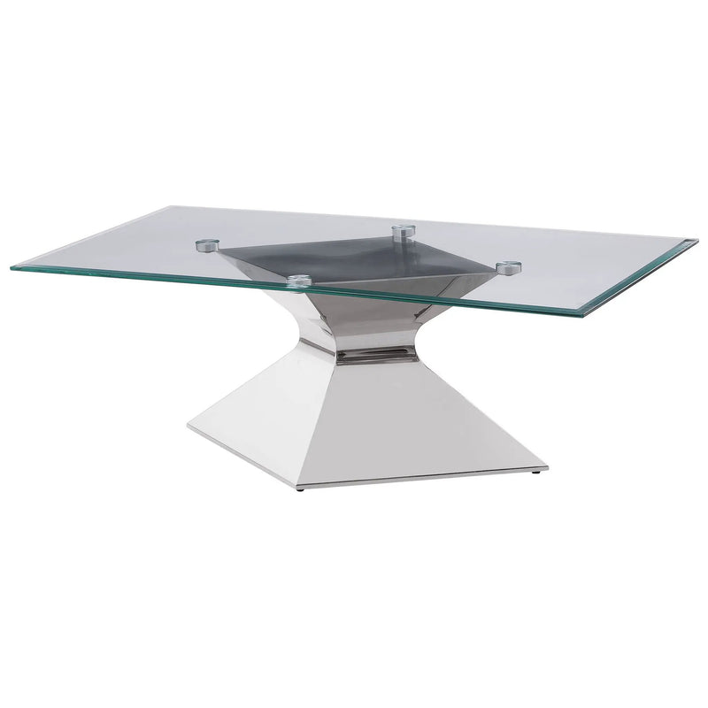 Jenny Glass Top Stainless Steel Coffee Table Chrome by Unique Piece Furniture