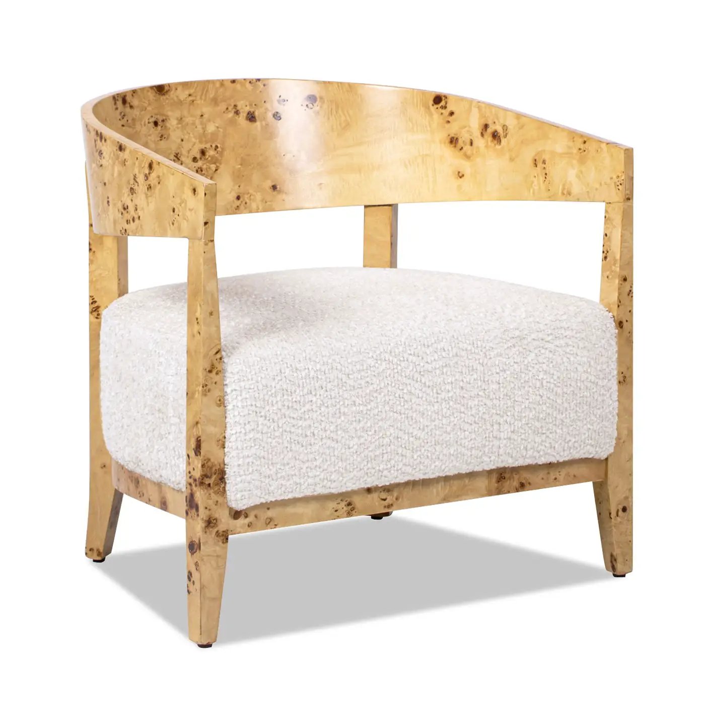 Madrid - Burl Barrel Accent Arm Chair - Seashell White by HouseOfZazla