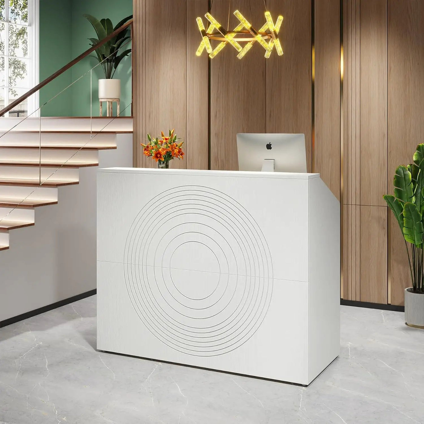 Modern Reception Desk, Front Desk Table With Cable Grommet & Privacy Panels by HouseOfZazla
